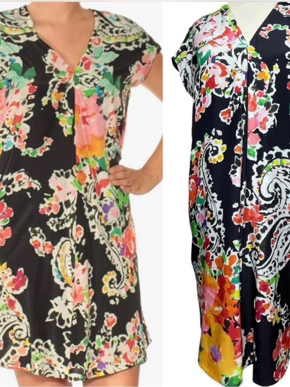Ralph Lauren Black Floral Paisley Mini Dress with Multicolor Print